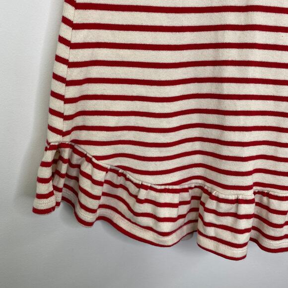 Mads Norgaard Red Striped Short Sleeve Ruffle Dress Girls Size 8 Organic Cotton - Picture 2 of 6
